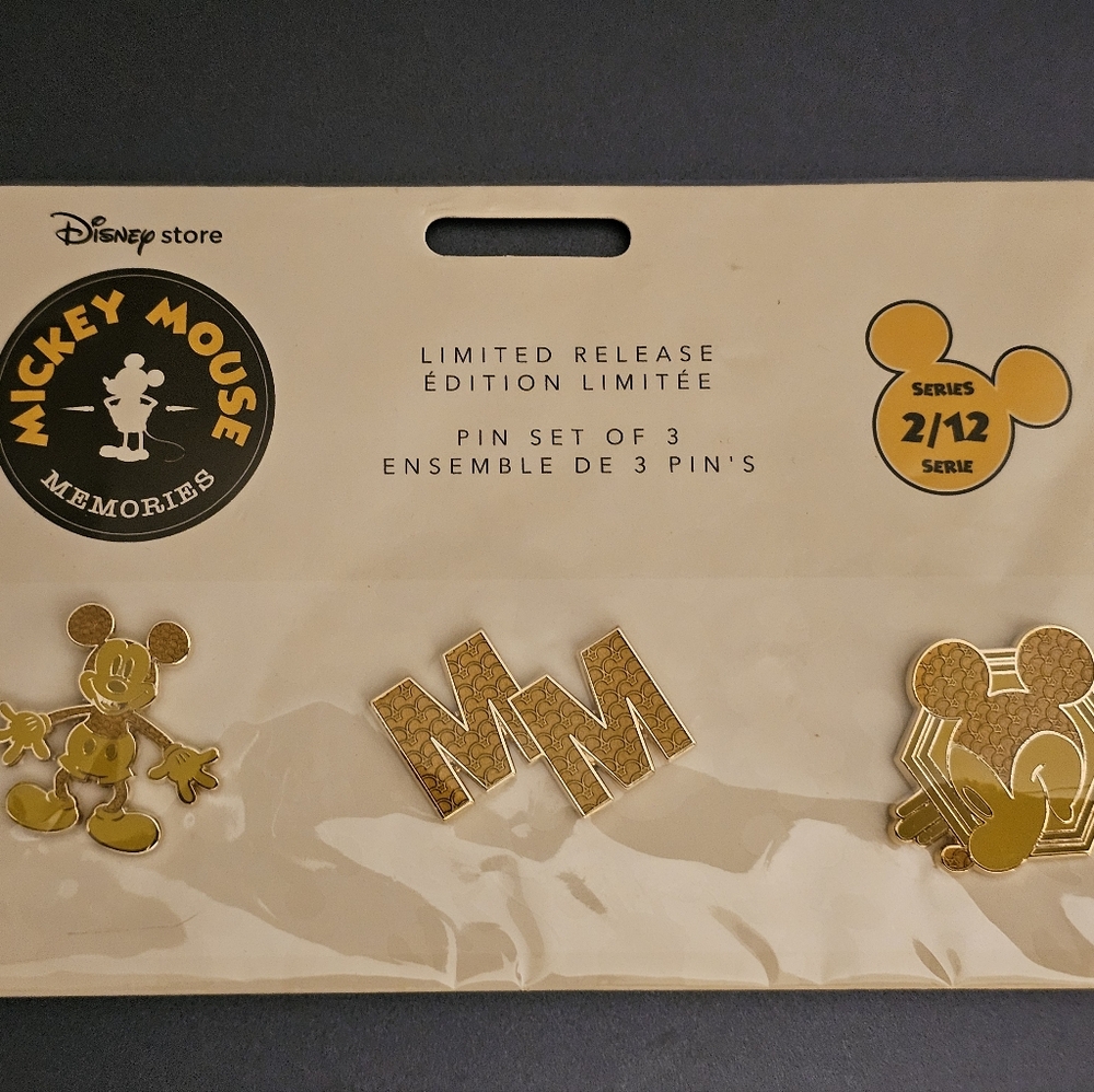 Disney Mickey Mouse Gold Pin Trio